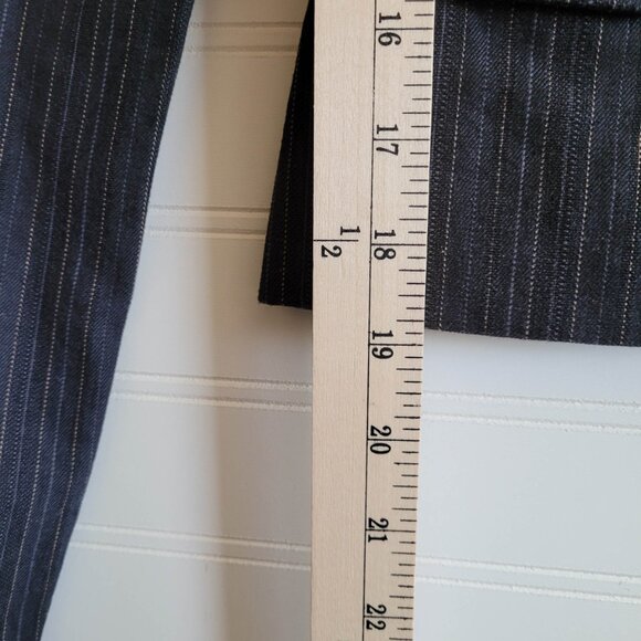 Billabong Denim Blazer Womens Small Black Pinstripe Patch Crest Academia Preppy - Picture 10 of 16